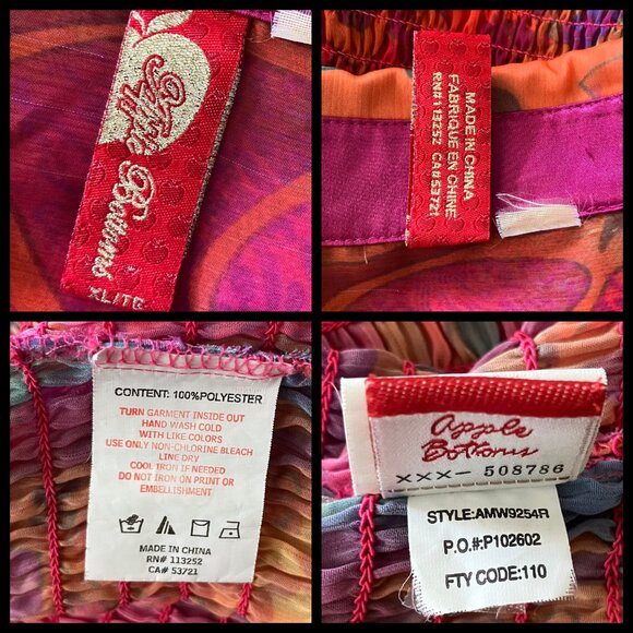 Vintage Y2K Apple Bottom Colorful Psychedelic Sheer Blouse Top Trashy2K M/L Pink - Picture 11 of 13